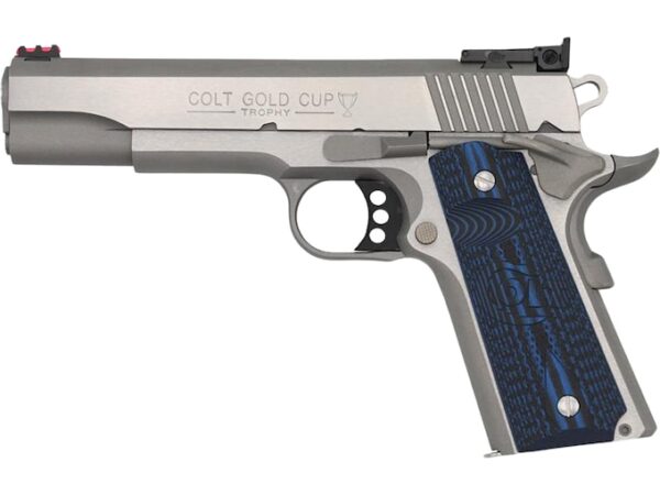 colt gold cup semi automatic pistol 9mm luger 5 barrel 8 1 round stainless blue