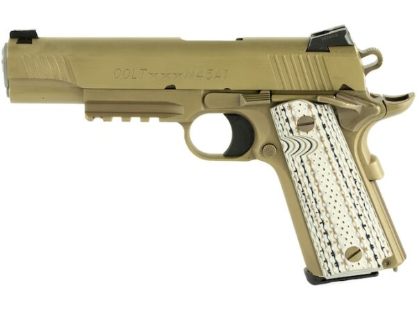 colt m45a1 marine semi automatic pistol 45 acp 5 barrel 7 1 round brown white