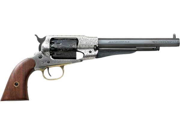 pietta 1858 remington black powder revolver 44 caliber 8 barrel old silver