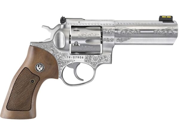 Ruger GP100 Deluxe Engraved Revolver 357 Magnum 4.2" Barrel 6-Round Stainless Hardwood