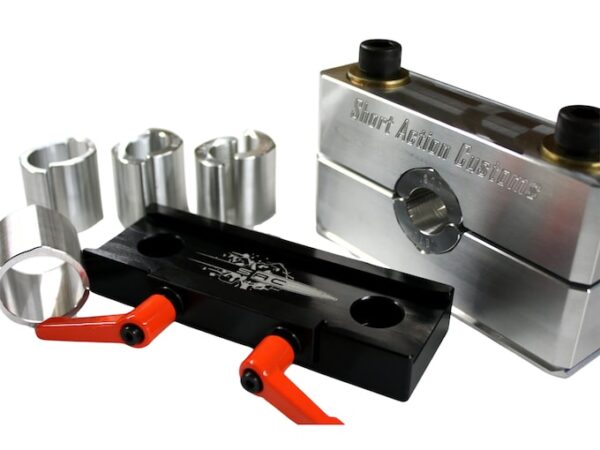 short action customs bravo barrel vise kit with arca mounting base 5 bushing