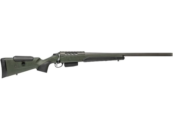 Tikka T3X Super Varmint Bolt Action Centerfire Rifle 7mm Remington Magnum 24" Barrel Tungsten Cerakote and Green Adjustable Comb